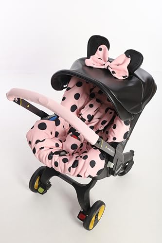 Boss and Baby - Pink Handmade Doona Accessories: Doona Stroller Car Seat Cover Replacement Set - Includes Canopy, Seat Replacement, Shoulder & Crotch Pads (Basic Set)