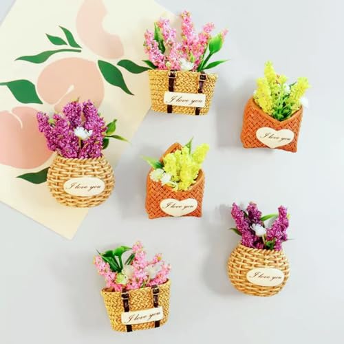 Set de 3 imanes decorativos florales para refrigerador miniatura 7