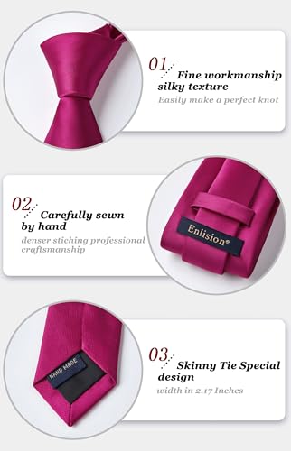 Image of Enlision Ties for Men Solid Color 3.35 inch Formal Business Necktie Classic Satin Mens Wedding Party Ties