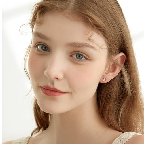 Milacolato 925 Sterling Silver Stud Earrings for Girls Women 14K Gold Plated Hypoallergenic Screw Back Earrings Cubic Zirconia Heart Butterfly Stud Earrings Set for Toddlers Teen Girls Over 3 Years Old2