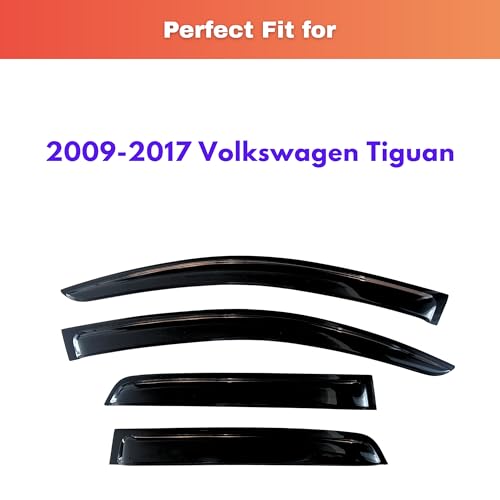 Image of KPY Rain Guards Fit for 2009-2017 Volkswagen Tiguan, Out-Channel Window Visors Vent Wind Deflectors 4PC, Car Accessories for 09-17 VW Tiguan