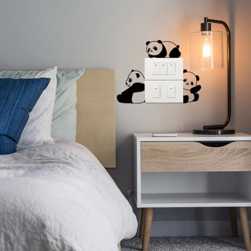 6 adhesivos decorativos de interruptor de luz con diseño de panda miniatura 6