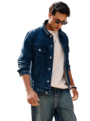 Image of Urbano Fashion Men's Regular Fit Washed Full Sleeve Denim Jacket