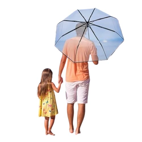 Trending Clear Bubble Umbrella, Triple Fold Transparent Umbrella for Unisex Umbrella (Transparent)-image-45