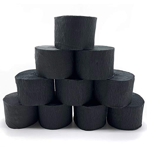 Crepe Paper Streamer,Party Supplies, 10 Rolls Crepe Paper Streamers for Wedding Ceremony Various Large Festivals Halloween Christmas Decoration - Item Size: 1.8 Inch Ã— 82 Feet (Black, 82 Feet)
