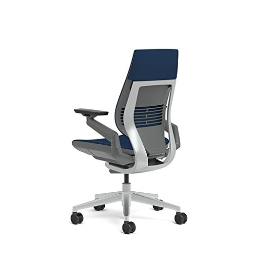 Steelcase Gesture Office Chair - Cogent Connect Blueprint Upholstered Wrapped Back Platinum Metallic Frame Medium Seat Merle Seat/Back/Arms (Dark/