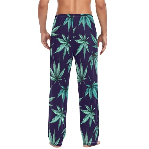 susiyo Cannabis Leaves Men's Pajama Pants Cotton Pajama Bottoms Sleepwear PJ Pants Lounge Pants with Pocket Drawstring3