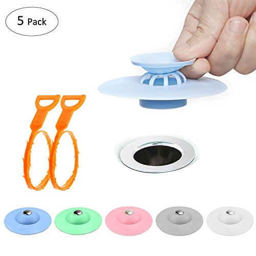 Yokunat Juego de 5 tapones de desagüe flexibles para bañera y bañera