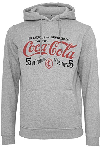 MERCHCODE Coca Cola - Sudadera con Capucha para Hombre con Logotipo de la Marca, Hombre, Sudadera con Capucha, MC457, Gris, Extra-Small