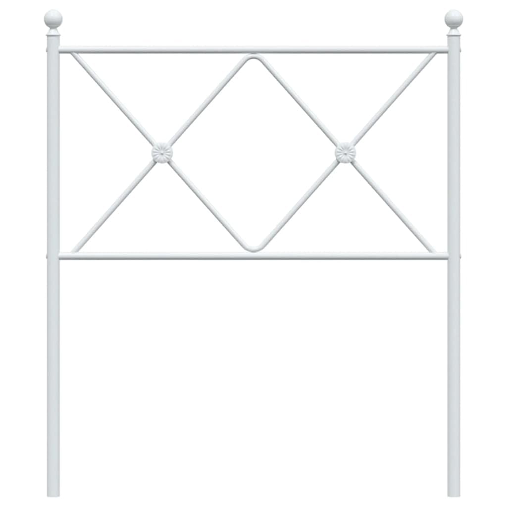 Cabecero de cama de 80 cm de metal blanco - Cabecero de cama individual resistente de 85 x 90,5 cm - Cabezal de repuesto de acero resistente para estructura de cama, diseño clásico para