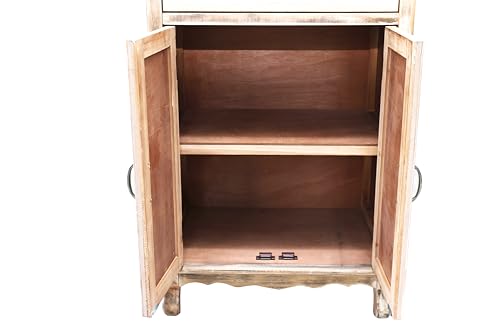 Image of LKTART 55 inch Tall Solid Wood Kitchen Pantry Storage Cabinet with Drawers | Solid Wood Frame;Farmhouse /French Country Narrow Corner Glass Display Cabinet;Narrow Storage Cabinet;Tall Accent Cabinet