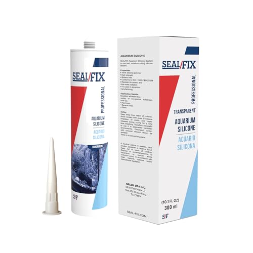 Seal/Fix Aquarium Silicone Sealant - Clear - 100% Fish-Safe Silicone for Freshwater & Saltwater Tanks, Waterproof, Non-Toxic, Flexible Bonding for Glass, Leak Repair & Decoration (10.1 fl oz, 1 Pack)