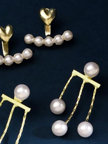 Image of Yellow Chimes Fashion Women Combo Earrings Set | 2 Pairs Korean Style White Earrings
