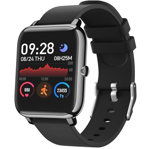 IDEALROYAL Reloj Inteligente Mujer, P22 Smartwatch con Pulsómetro, Cronómetro, Calorías, Monitor de Sueño Podómetro Smart Watch IP67 Impermeable Reloj Deportivo para Android iOS (Negro)