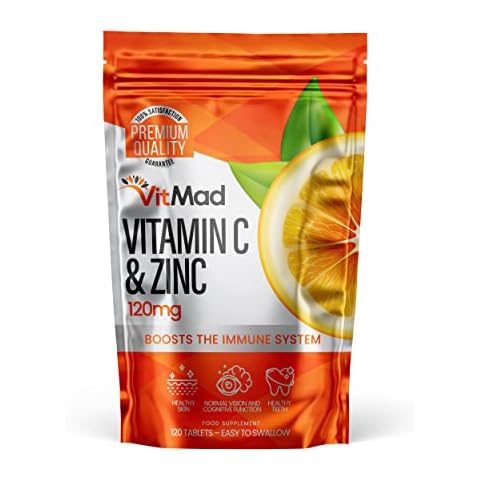 Vitamin C (100mg) and Zinc (20mg) - 120 Tablets - Immune System Support - High Strength Cover