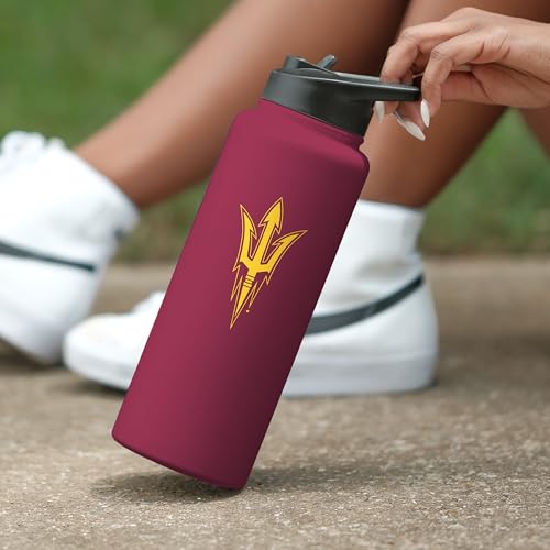 Image of Logo Brands NCAA AZ State Sun Devils 34oz Logo Quencher Bottle - Double-Wall Insulated, Stainless Steel, No-Spill Lid, Easy Carry Handle