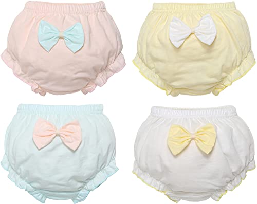 Adigau Juego de 4 pantalones de entrenamiento para bebé, niñas, niños, niñas, niños, algodón, ropa interior, calzoncillos con volantes, pantalones cortos Bloomer, A1., 2-3 Años