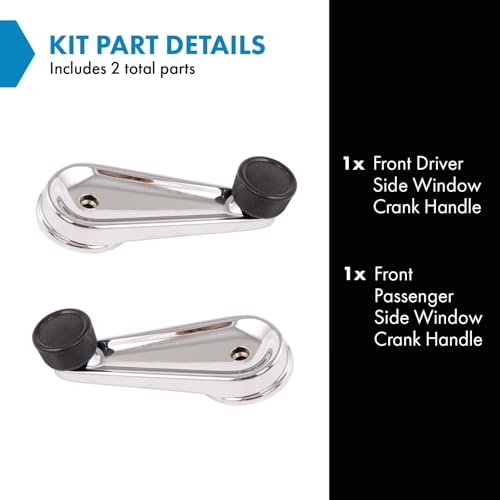 Image of TRQ Front Window Crank Handle Set Chrome Compatible with 79-04 International