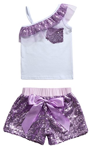 Cilucu Baby Girls Shorts Toddler Sequin Shorts Sparkles On Both Sides Purple 3T #TOP5
