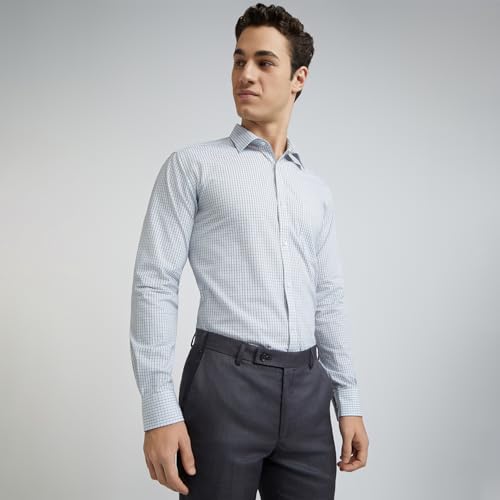 Image of Park Avenue Slim Fit Pure Cotton Checks Pattern Semi Cutaway Collar Formal Shirt