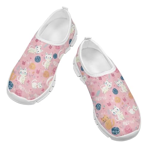 TODIYADDU Graphic Girls Sneakers Kids Breathable Mesh Shoes Lightweight Casual Tennis Running Athletic Sneaker, White3