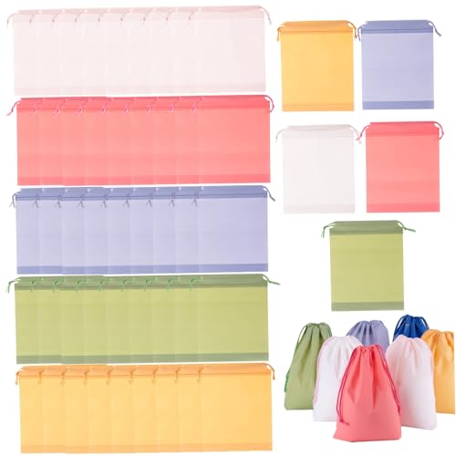 Sac à friandises pastel lot de 50 sachets imperméables 20x25 cm à cordon