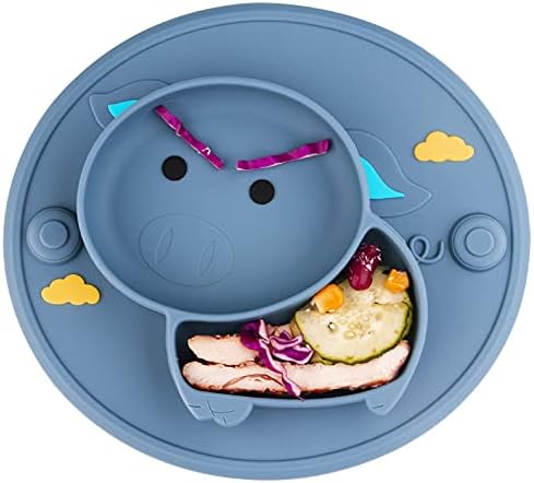 Baby Plate Silicone Suction Toddler Plates, Divided Dishes for Toddler Kids Self Feeding, Microwave & Dishwasher Safe