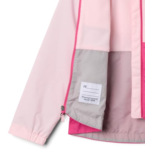 Columbia Youth Girls Rain-Zilla II Waterproof Rain Jacket, Satin Pink/Pink Ice, Medium