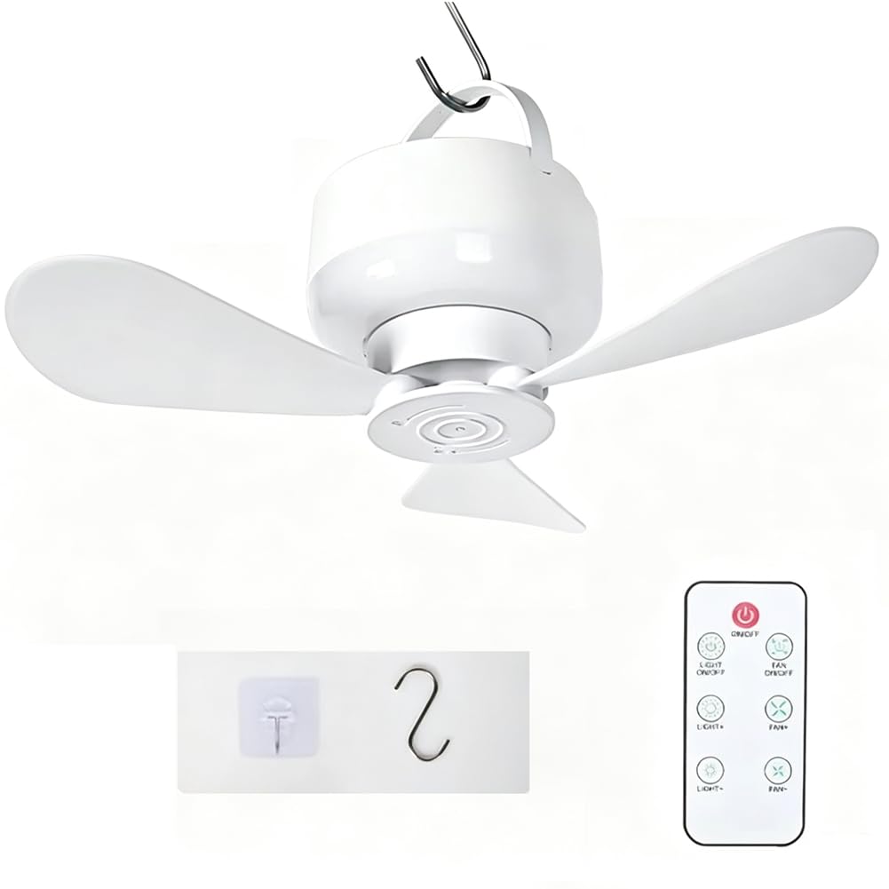 Hndhbfgrt Silent Operation Ceiling Fan Light USB Rechargeable EnergySaving Hanging Fan Light with Remote Control Ceiling Lamp