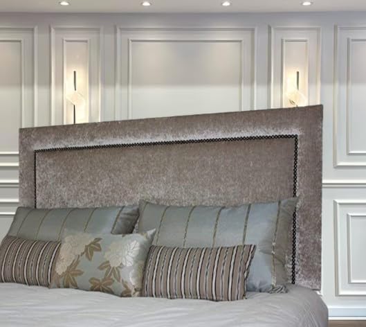 luxisleepltd Tufted Upholstered Studded Plush Velvet Headboard for divan bed frame Single double king 26''/30" Height, (GT Grey, 4ft6-30''Tall)