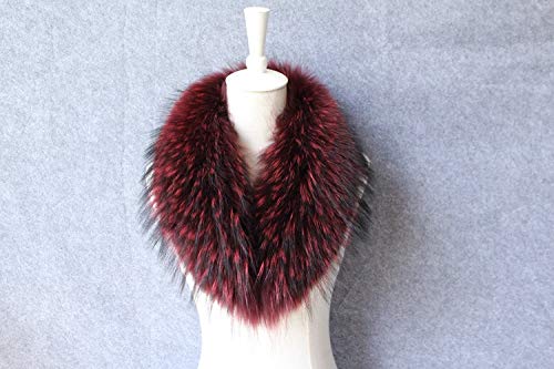 LVCOMEFF Women Real Raccoon Fur Collar Neckwear Scarf with Clamp Clip Pink Red Blue Brown Black Green Color2
