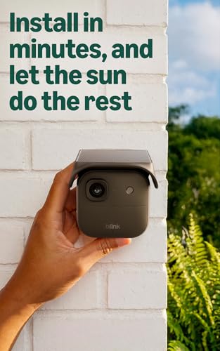 Image of Blink Solaris 2K+ (newest model) - Solar-powered battery smart security camera, wireless fixed solar panel, 2K video, Sync Module Included - 3 camera system (Black)