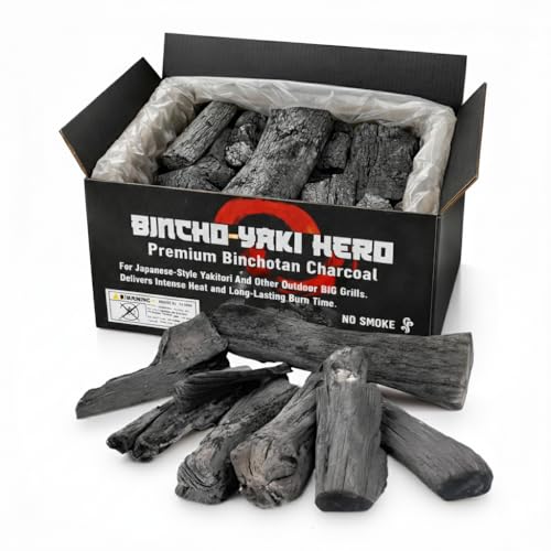 Premium Binchotan All-Natural Hardwood Charcoal – Century-Old Kiln Carbonized Techniques – Smokeless, Long-Lasting, High Heat, Low Ash – Ideal for Japanese Style Yakitori & Outdoor BBQ (11, Pounds)