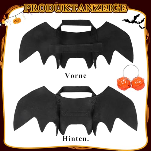 Katzen Halloween kostüm Hund Fledermaus flügel,Fledermausflügel Hund,Halloween Fledermauses Hundekostüm,Einstellbar Hunds Fledermauses Flügel,Cosplay Dekoration Halloweenes Haustier Kostüm
