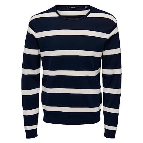 ONLY & SONS Dark Navy Stripe Pullover Sweater Cover