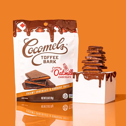 Cocomels Creamy Oatmilk Chocolate Toffee Bark, Creamy Chocolate & Crunchy Toffee, Made without Dairy, Vegan, Gluten Free & Non-GMO, 3.5 Ounce (Pack of 6)