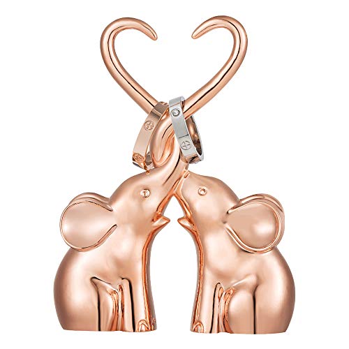 Star Miss River Two Piece Loving Elephants Wedding Ring Holder for Jewelry - Solid Metal