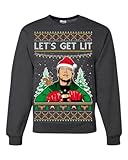 Let's Get Lit Clark Vacation Movie Parody Ugly Christmas Sweater Unisex Crewneck Sweatshirt, Heather Black, Large