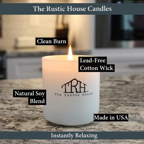 The Rustic House Candles Soy Wax Candle Home Decor | Non Toxic Candles Long Burning Candles | Hand Poured Soy Candle Aesthetic Candles In Glass Container With Wood Lid,Tobacco + Vanilla #TOP3
