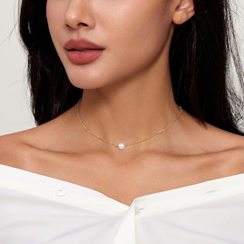 Image of Zeffy Pearl Necklace 4MM /6MM /8MM Dainty Round Imitation Pearl Choker Necklace Wedding Pearl Necklace Delicate Jewelry for Women Simple Bridesmaid Jewelry Gifts