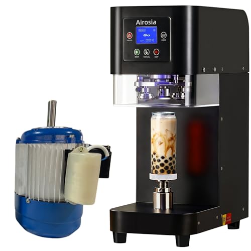 Airosia Commercial Can Sealer Machine, 270W Automatic Beverage Can Seamer for 55mm (202 End) Aluminum & PET Cans, Adjustable Height, Heavy Duty Can Sealing Machine for Soda, Juice, Beer & Coffee