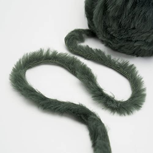 Image of NICEEC 2 Skeins Faux Fur Yarn Super Soft, Chunky & Fluffy, Eyelash Yarn for Crochet & Knitting (Total Length 70yds,3.53oz) - Olive