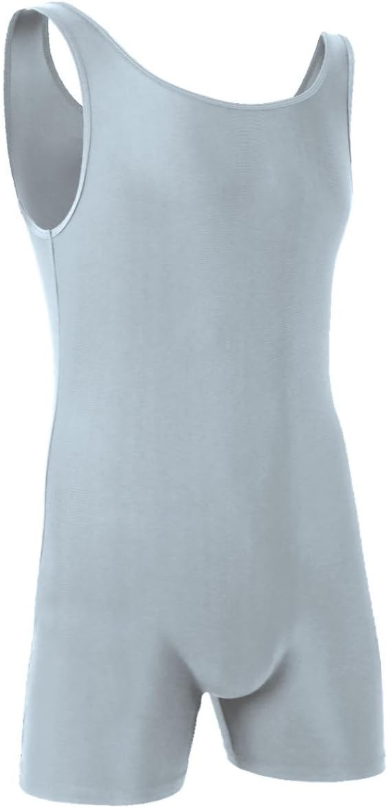 Loodgao Mens Wrestling Singlet Boxer Boob Bodysuit One Piece Athletic Supporter Silver Gray 2XL