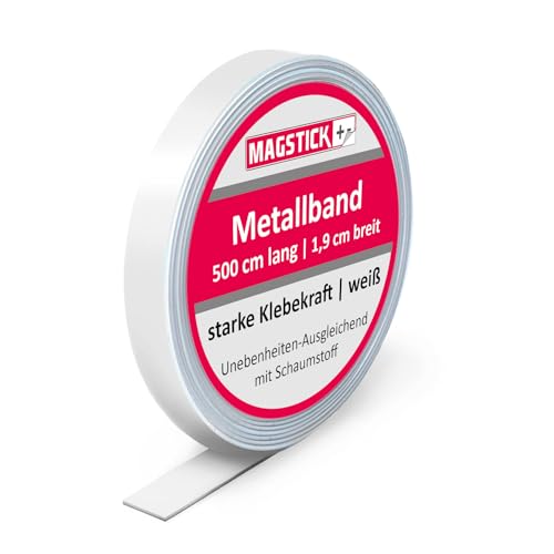 Listón magnético autoadhesivo de chapa de acero para pared como soporte de imanes I 19 mm de ancho 5 metros de largo (2x 2,5 m) I barra magnética I fácil de cortar I para imanes I mag245