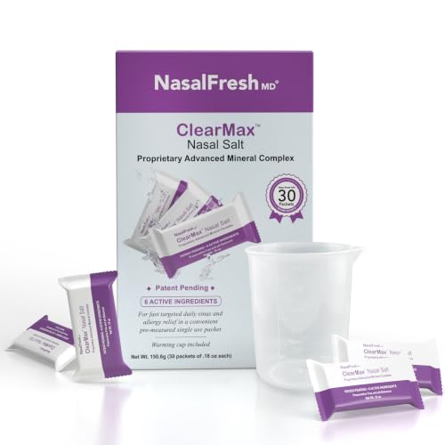 Image of NASALFRESH MD ClearMax Sinus Rinse Salt - .18 oz Clinical Based Formula for Sinus Relief, pH Balanced, Drug-Free - 30 Individually Wrapped Pre-Measured Sachets