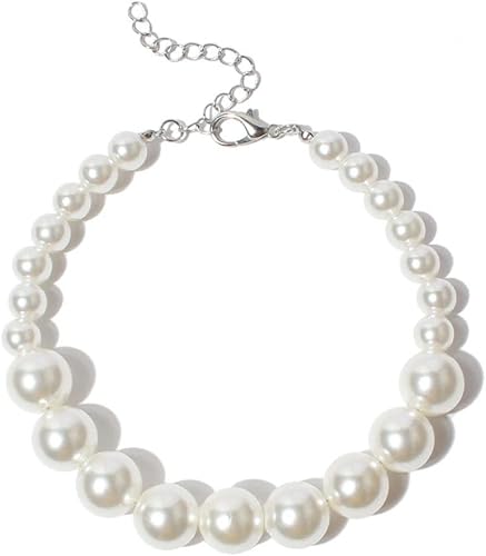 Collar de perlas para mascotas, ajustable, para gato, perro, collar para mascotas, joyería Chihuahua, York, accesorios de ropa (10 + 2.5 pulgadas)