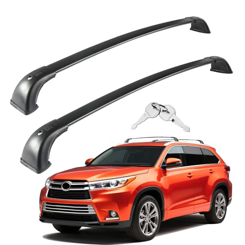 220lbs Roof Rack Cross Bars Compatible with Toyota Highlander 2014-2019 XLE Limited&SE&LE Plus&LE Accessories Aluminum Crossbars Black Lockable Rooftop Luggage Carrier Bike Basket