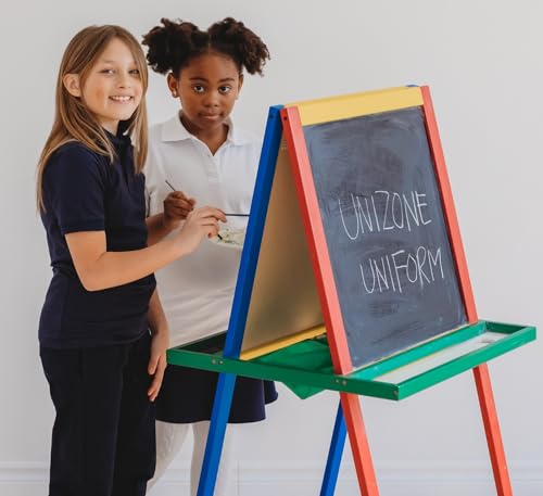 Image of Girls short Sleeve Pique Polo Shirt, Navy, Medium