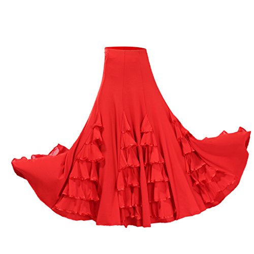Consejos y comparativas para Comprar Disfraz sevillana disponible en línea para comprar. 32 kowaku de Baile Flamenco Cintura Vestido Volante para Salda Tango Accesorios para Bailarinas Profesionales - Rojo, 85cm