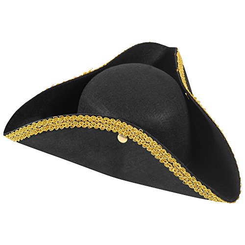 Funny Party Hats Colonial Style Tricorn Hat - Revolutionary War Deluxe Colonial Tricorn Hat